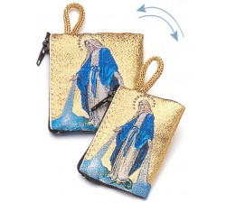 ROSARIO COLLANA MADONNA MIRACOLOSA ARGENTO DORATO E SEMICRISTALLO BLU