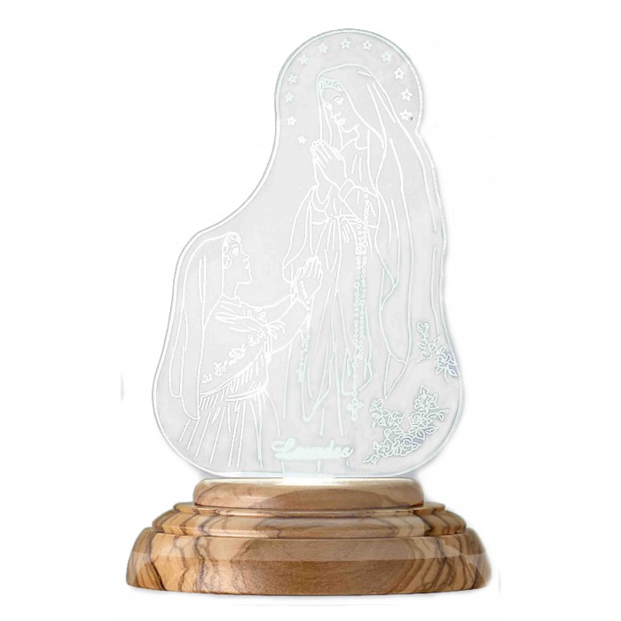 LAMPADA MADONNA DI LOURDES PLEXIGLASS CON LUCE LED