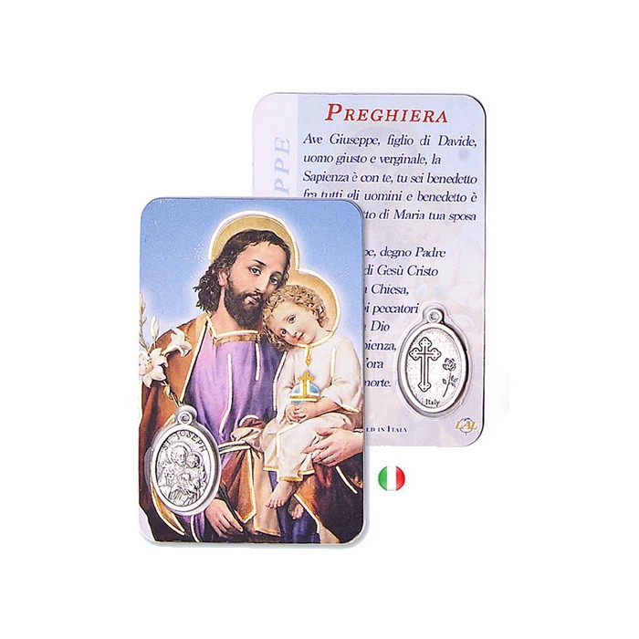 CARD PLASTIFICATA S.GIUSEPPE CON MEDAGLIA