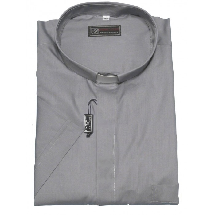 CAMICIA CLERGY SACERDOTE GRIGIA COTONE POPELINE MEZZA MANICA