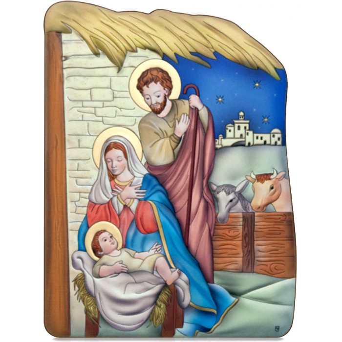 Quadretto Presepe Natività Alluminio PVD Decorato