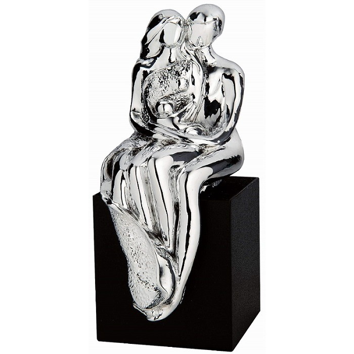 STATUA ARMONIA DELLA FAMIGLIA IN RESINA ARGENTATA REGALO MATRIMONIO