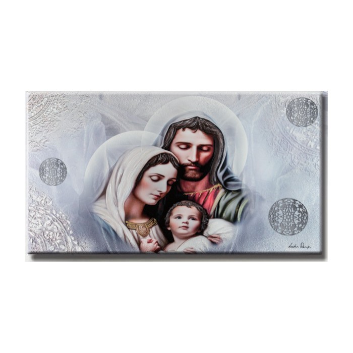 PANNELLO SACRA FAMIGLIA QUADRO MATERICO LEGNO E STUCCHI