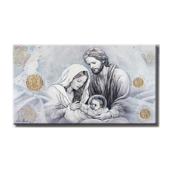 PANNELLO SACRA FAMIGLIA QUADRO MATERICO IN LEGNO