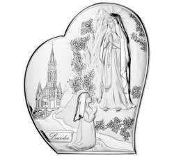 Quadro Madonna di Lourdes in Alluminio e Argento Mirò Silver