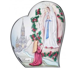 Quadro Madonna di Lourdes in Alluminio e Argento Mirò Silver Dipinto