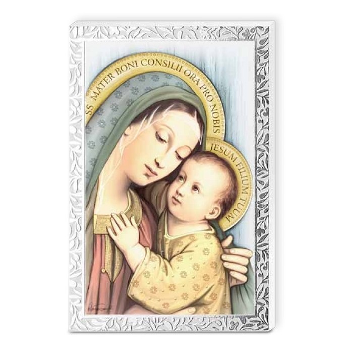 PICCOLO QUADRO MADONNA DEL BUON CONSIGLIO CON DECORO ARGENTO