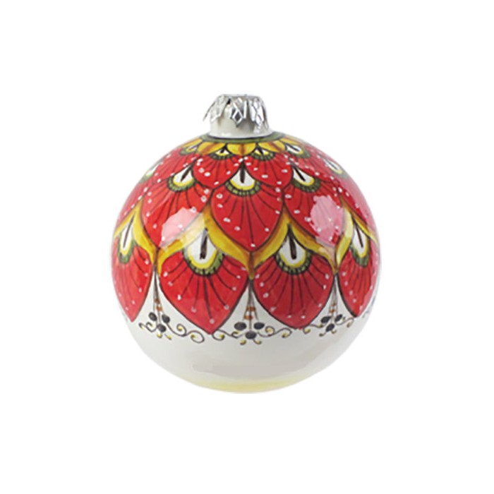 PALLINA DI NATALE IN CERAMICA DI DERUTA DECORATA 8 CM