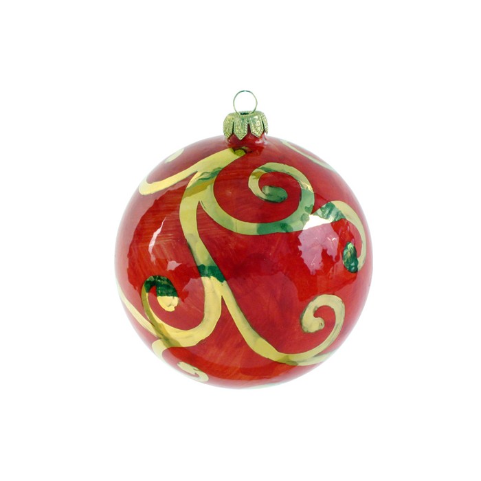 PALLA DI NATALE 10 CM IN CERAMICA DI DERUTA DECORATA A MANO