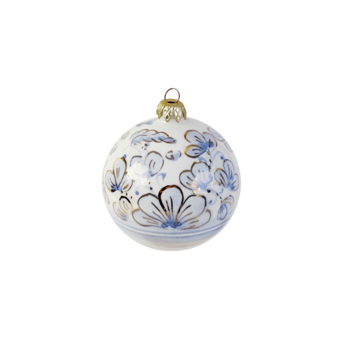 PALLA ALBERO NATALE IN CERAMICA DI DERUTA DA 8 CM DECORATA