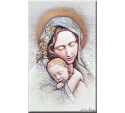 Pannello materico Madonna con Gesù Bambino