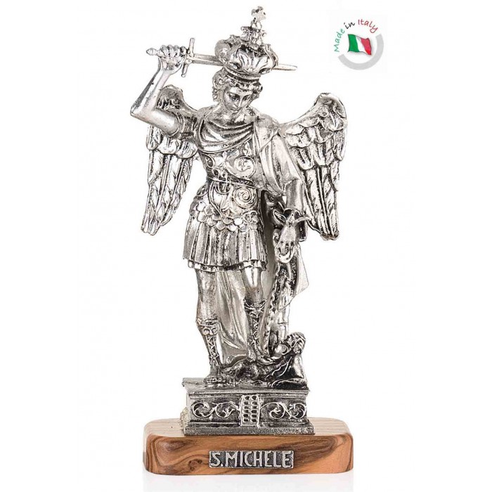 Statua San Michele Arcangelo Incoronato in Metallo